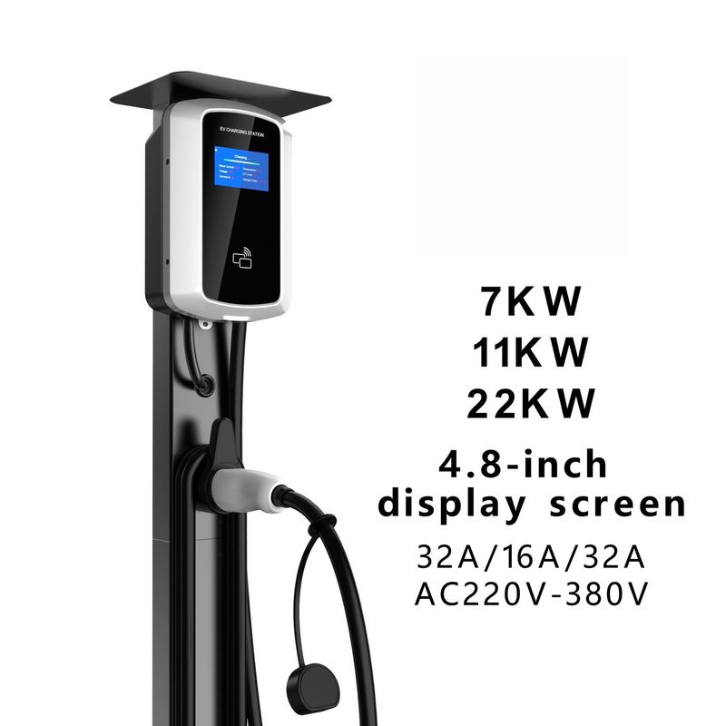 4صفحه نمایش ال سی دی ۸ اینچی ۴۸۰ ولت AC Wall Box شارژر دیوار نصب شده EV Charging Station کارت سوئیپ