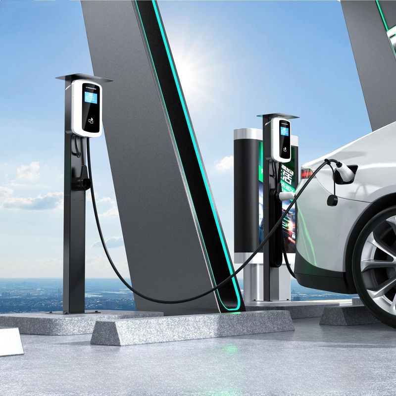 4صفحه نمایش ال سی دی ۸ اینچی ۴۸۰ ولت AC Wall Box شارژر دیوار نصب شده EV Charging Station کارت سوئیپ