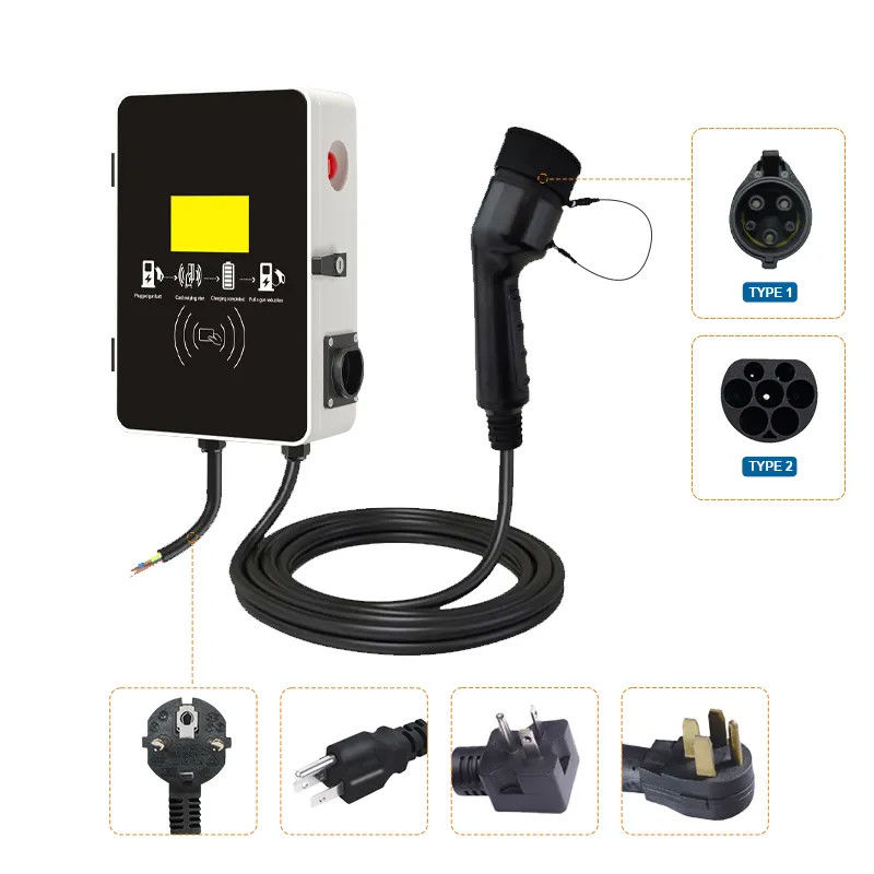 ایستگاه شارژ برق دیواری 7KW 3 فاز باکس الکتریکی سریع نوع1 و نوع2