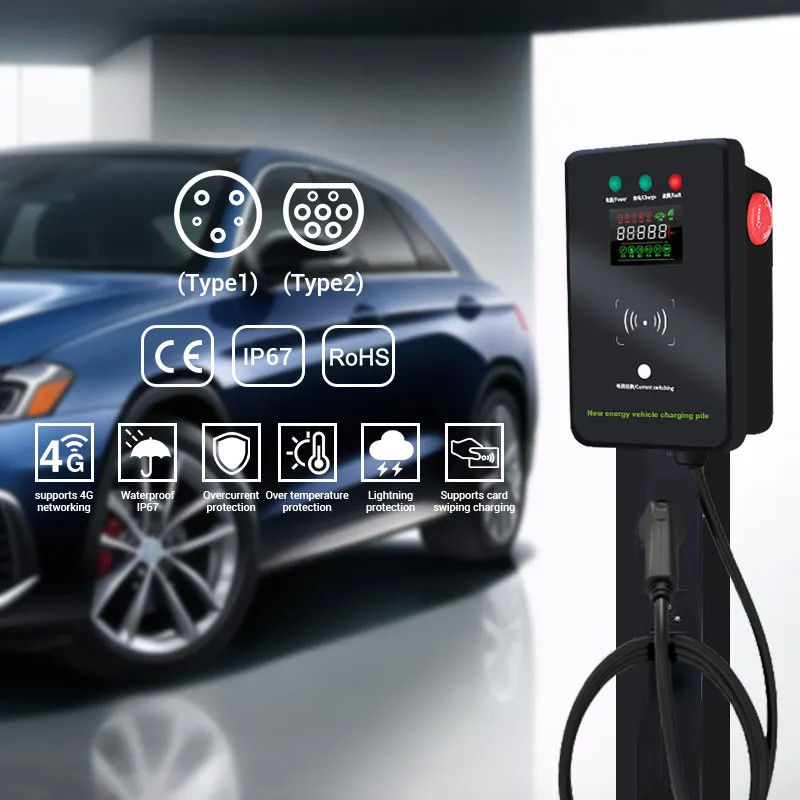 نوع1 و نوع2 Smart Screen Larger Wall Mounted EV Charging Station دندان آبی