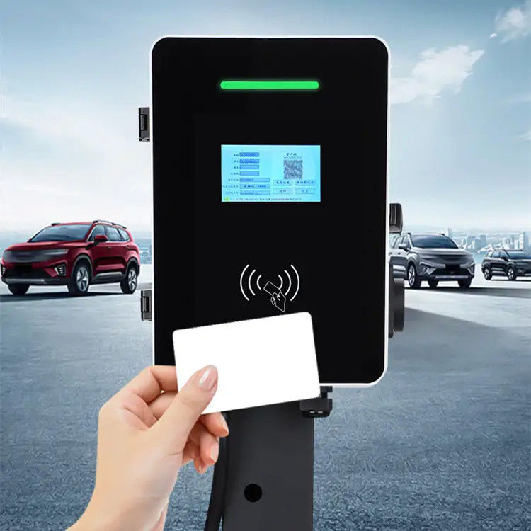 نوع 2 اسلحه های دوگانه 5 متر کابل دیوار نصب شده ایستگاه شارژ EV صفحه LCD