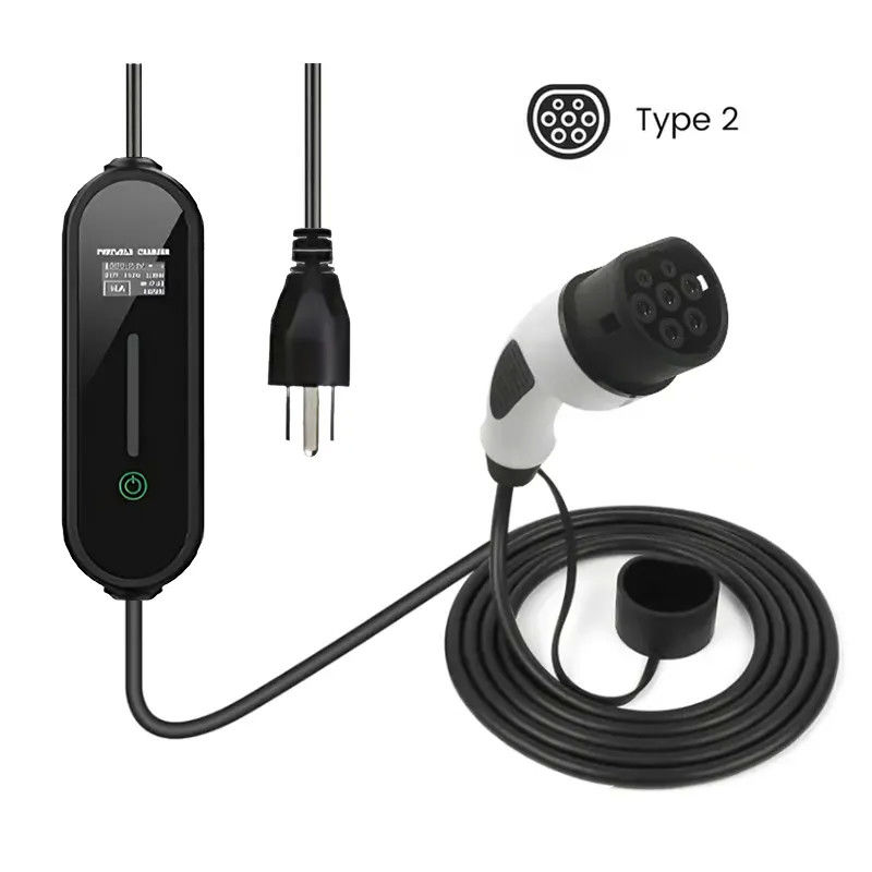 نوع 2 32A نمایش صفحه نمایش قابل حمل شارژر AC EV محافظت از دمای