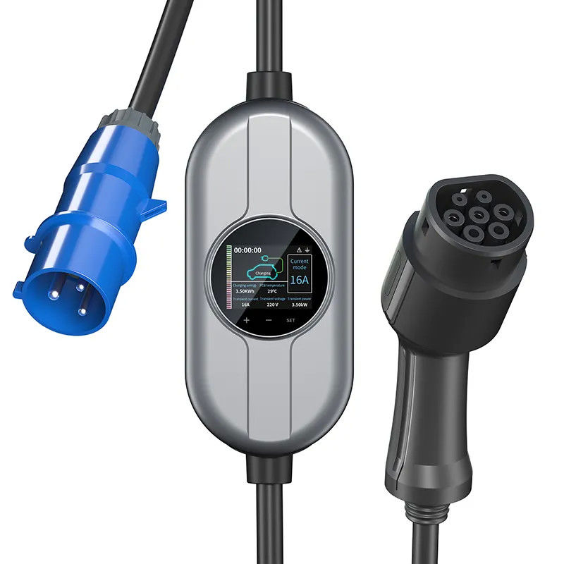 16A 32A 2.5 اینچ صفحه نمایش LCD قابل حمل ایستگاه شارژ EV شارژر EV نوع 1 FCC